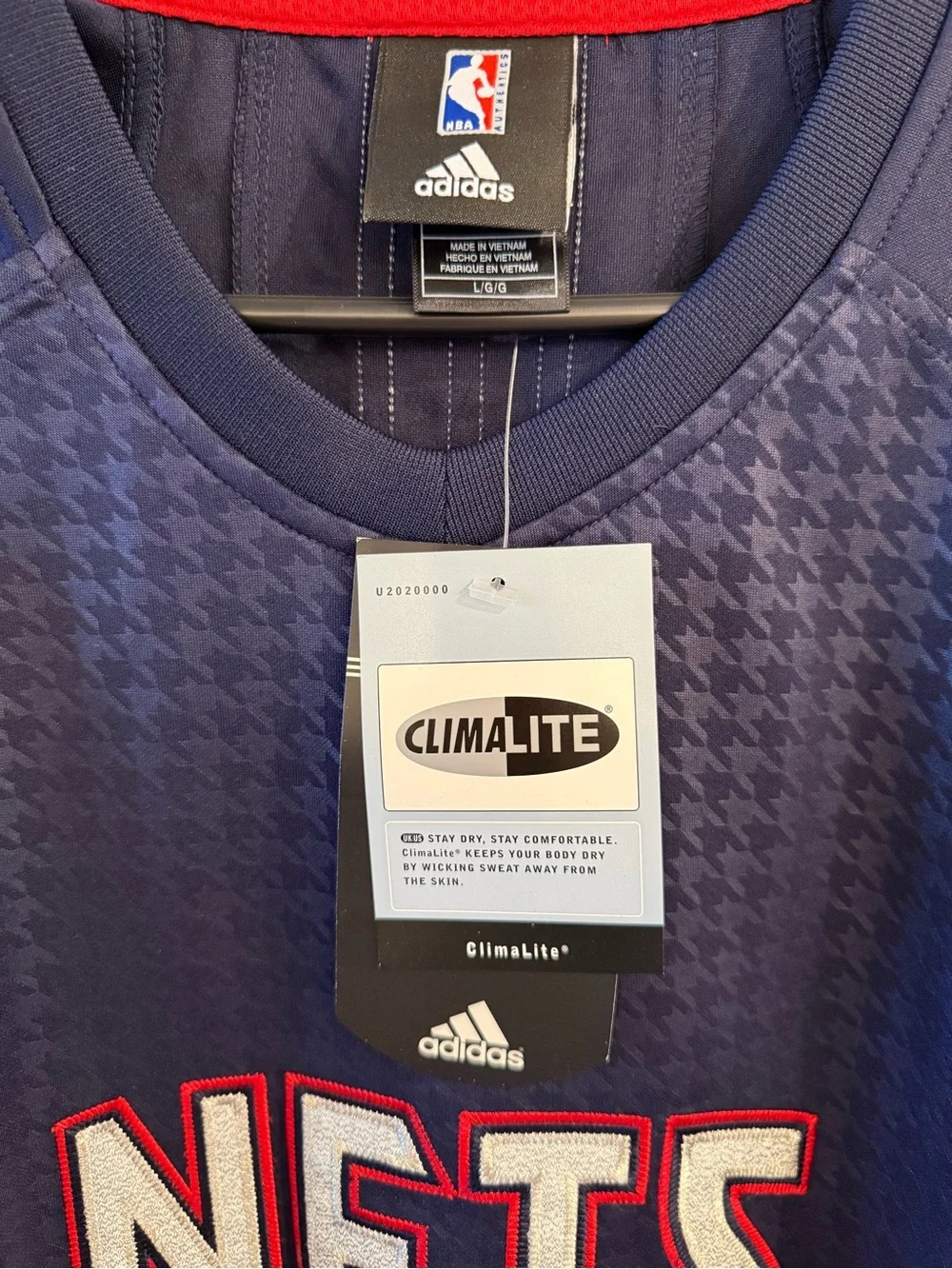 adidas Navy and Red Nets Basketball Jersey